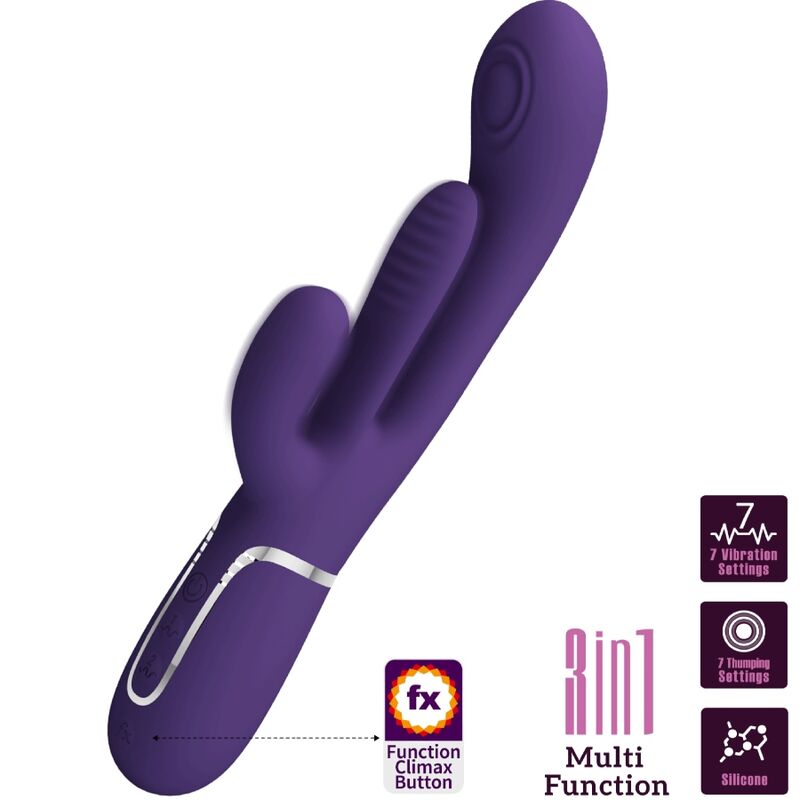 PRETTY LOVE SHANIA TRIPLE RABBIT VIBRATOR MULTIFUNCTION PURPLE