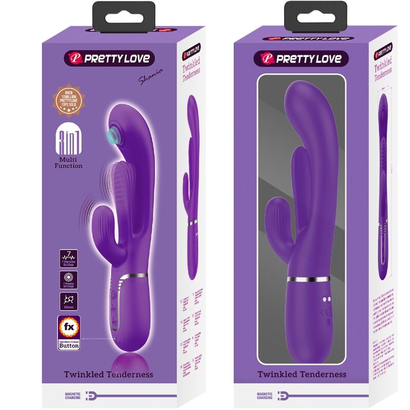 PRETTY LOVE SHANIA TRIPLE RABBIT VIBRATOR MULTIFUNCTION PURPLE