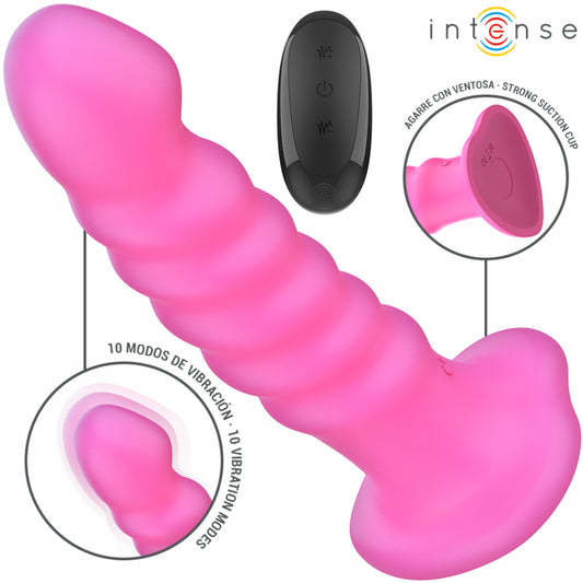 INTENSE CINDY VIBRATOR SIZE L SPIRAL DESIGN 10 VIBRATIONS PINK REMOTE CONTROL