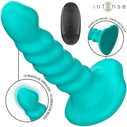 INTENSE BUFFY VIBRATOR SIZE S SPIRAL DESIGN 10 VIBRATIONS BLUE REMOTE CONTROL