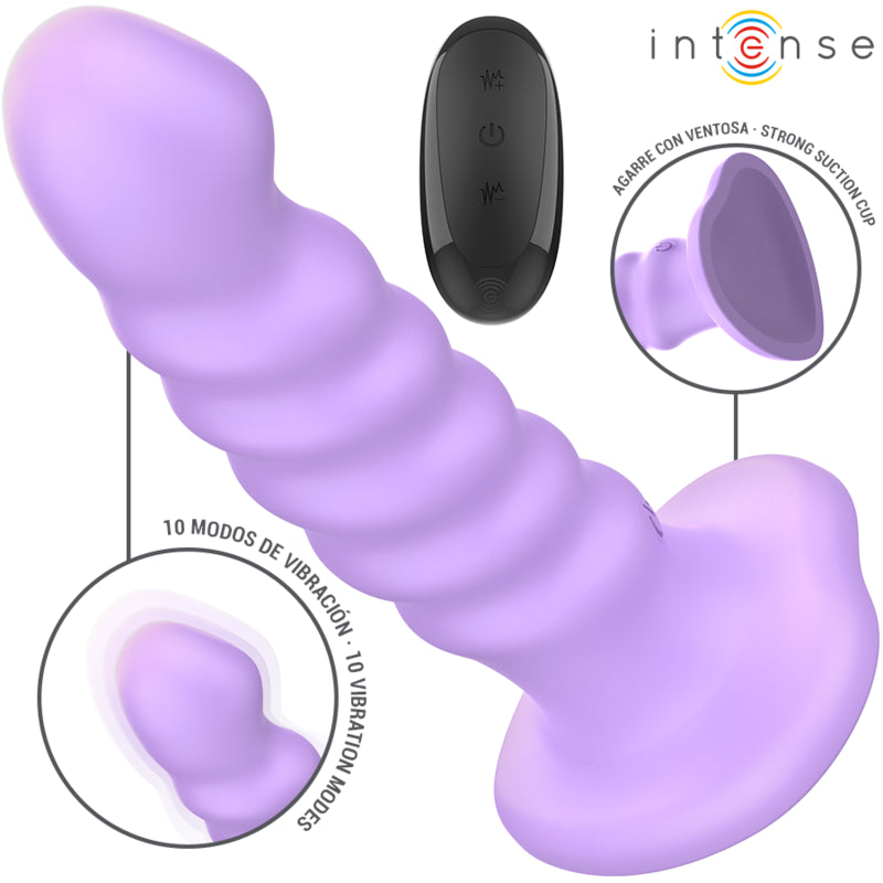 INTENSE BRENDA VIBRATOR SIZE M SPIRAL DESIGN 10 VIBRATIONS PURPLE REMOTE CONTROL