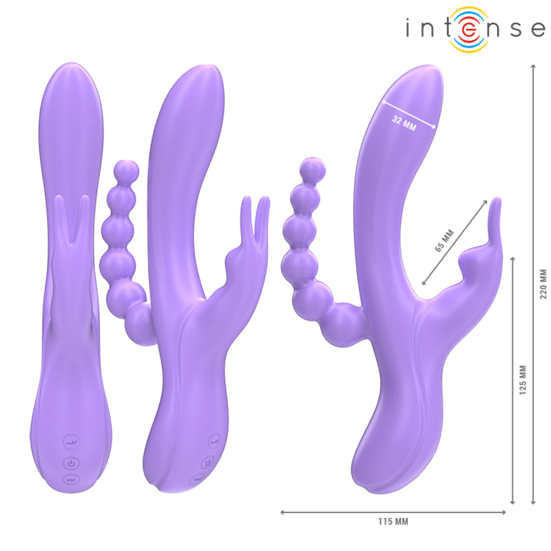 INTENSE MIKO TRIPLE VIBRATOR RABBIT STIMULATOR ANAL 7 VIBRATIONS PURPLE