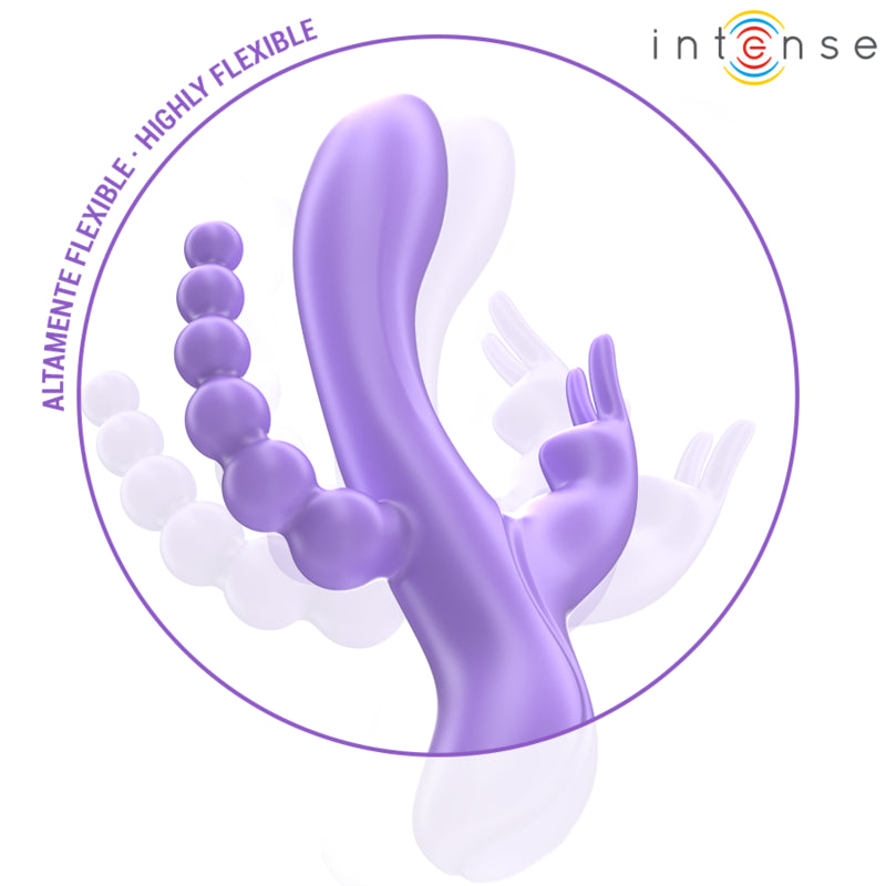 INTENSE MIKO TRIPLE VIBRATOR RABBIT STIMULATOR ANAL 7 VIBRATIONS PURPLE