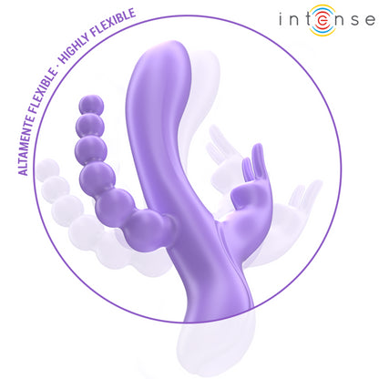 INTENSE MIKO TRIPLE VIBRATOR RABBIT STIMULATOR ANAL 7 VIBRATIONS PURPLE