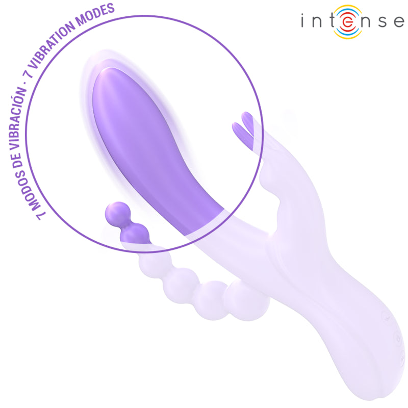 INTENSE MIKO TRIPLE VIBRATOR RABBIT STIMULATOR ANAL 7 VIBRATIONS PURPLE