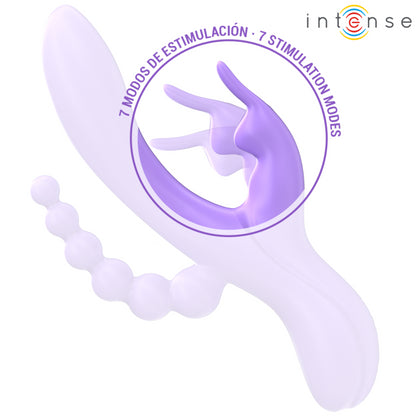 INTENSE MIKO TRIPLE VIBRATOR RABBIT STIMULATOR ANAL 7 VIBRATIONS PURPLE