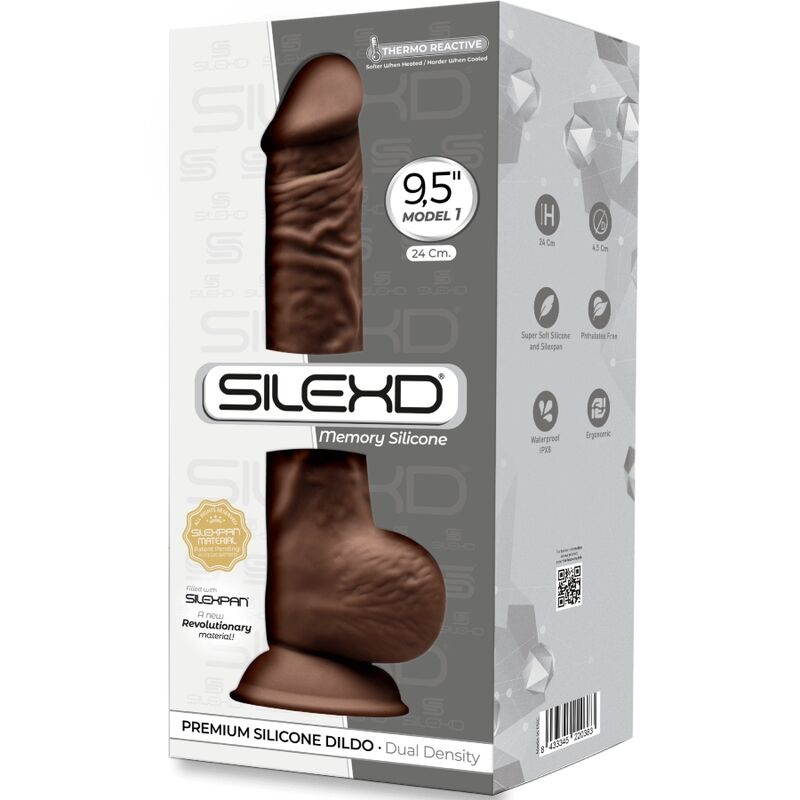 SILEXD MODEL 1 REALISTIC PENIS PREMIUM SILEXPAN SILICONE BROWN 24 CM