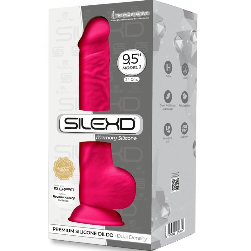 SILEXD MODEL 1 REALISTIC PENIS PREMIUM SILEXPAN SILICONE FUCHSIA 24 CM