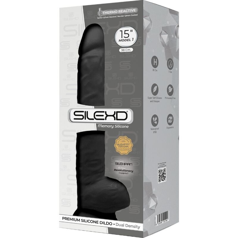 SILEXD MODEL 1 REALISTIC PENIS PREMIUM SILEXPAN SILICONE BLACK 38 CM