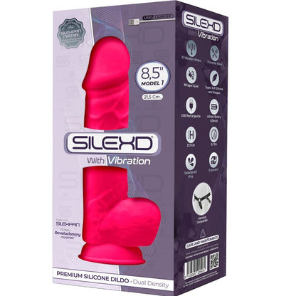 SILEXD MODEL 1 REALISTIC PENIS VIBRATOR SILICONE PREMIUM SILEXPAN FUCHSIA 215 CM