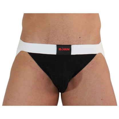 BURN 004 JOCK SHINY BLACK WHITE S