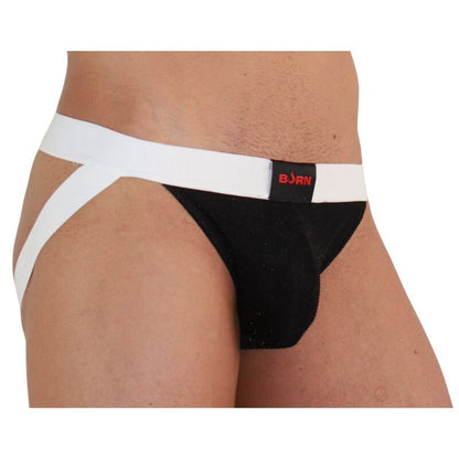 BURN 004 JOCK SHINY BLACK WHITE S