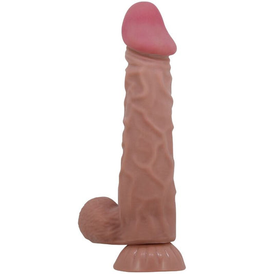 PRETTY LOVE SLIDING SKIN SERIES REALISTIC DILDO WITH SLIDING SKIN SUCTION CUP BROWN 24 CM