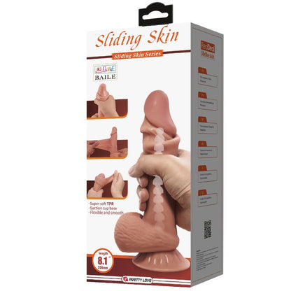 PRETTY LOVE SLIDING SKIN SERIES REALISTIC DILDO WITH SLIDING BROWN SKIN SUCTION CUP 218 CM