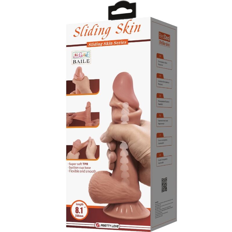 PRETTY LOVE SLIDING SKIN SERIES REALISTIC DILDO WITH SLIDING BROWN SKIN SUCTION CUP 194 CM