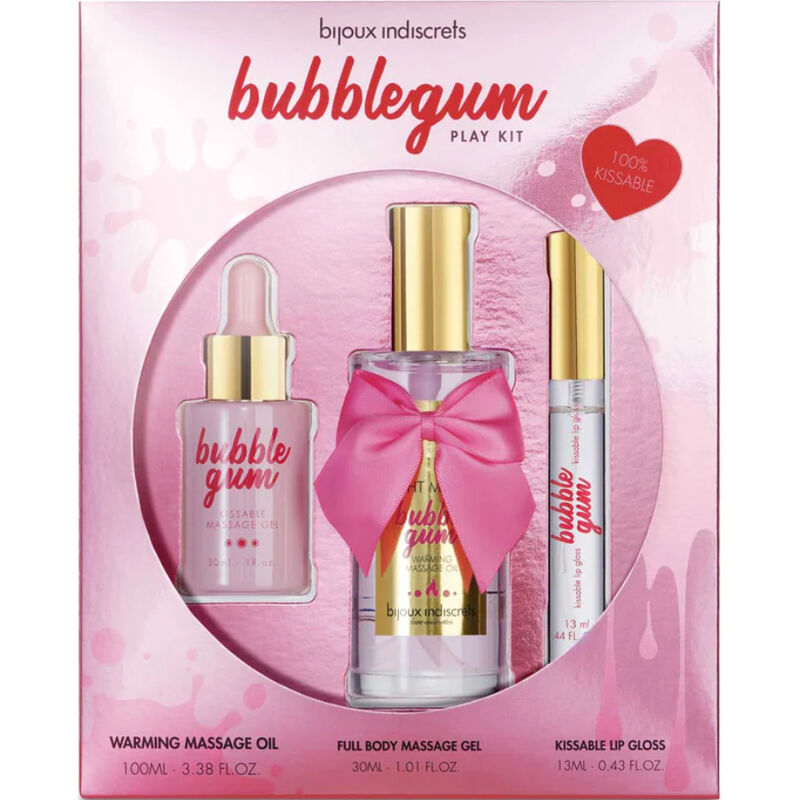 BIJOUX INDISCRETS BUBBLEGUM PLAY KIT WITH OIL GEL LIP GLOSS