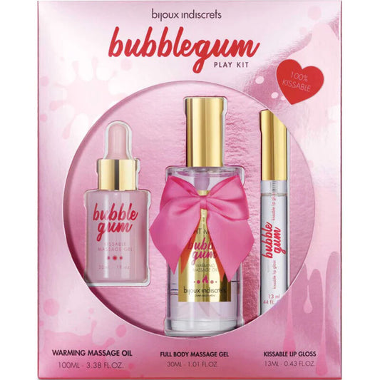 BIJOUX INDISCRETS BUBBLEGUM PLAY KIT WITH OIL GEL LIP GLOSS