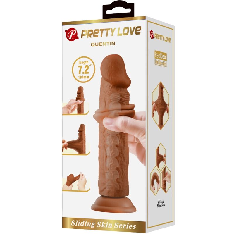 PRETTY LOVE QUENTIN REALISTIC DILDO 18 CM BROWN