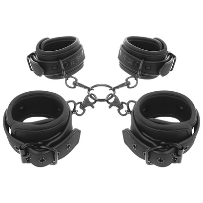 FETISH SUBMISSIVE SET OF HAND AND ANKLE HANDCUFFS WITH NOPRENE LINING