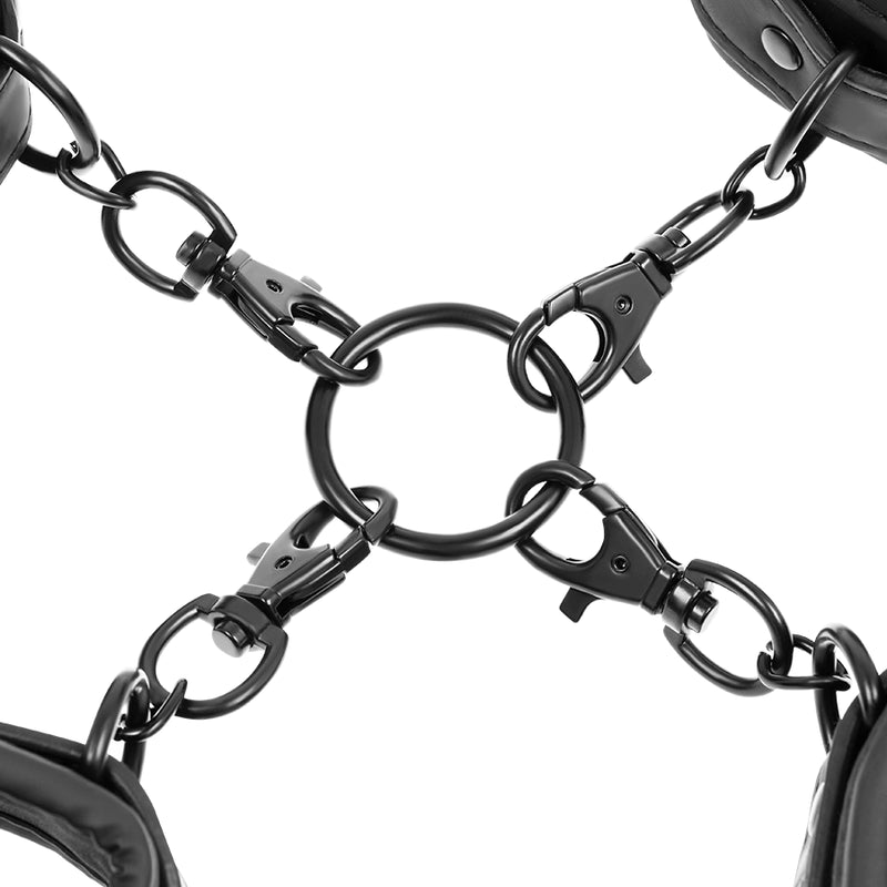 FETISH SUBMISSIVE SET OF HAND AND ANKLE HANDCUFFS WITH NOPRENE LINING