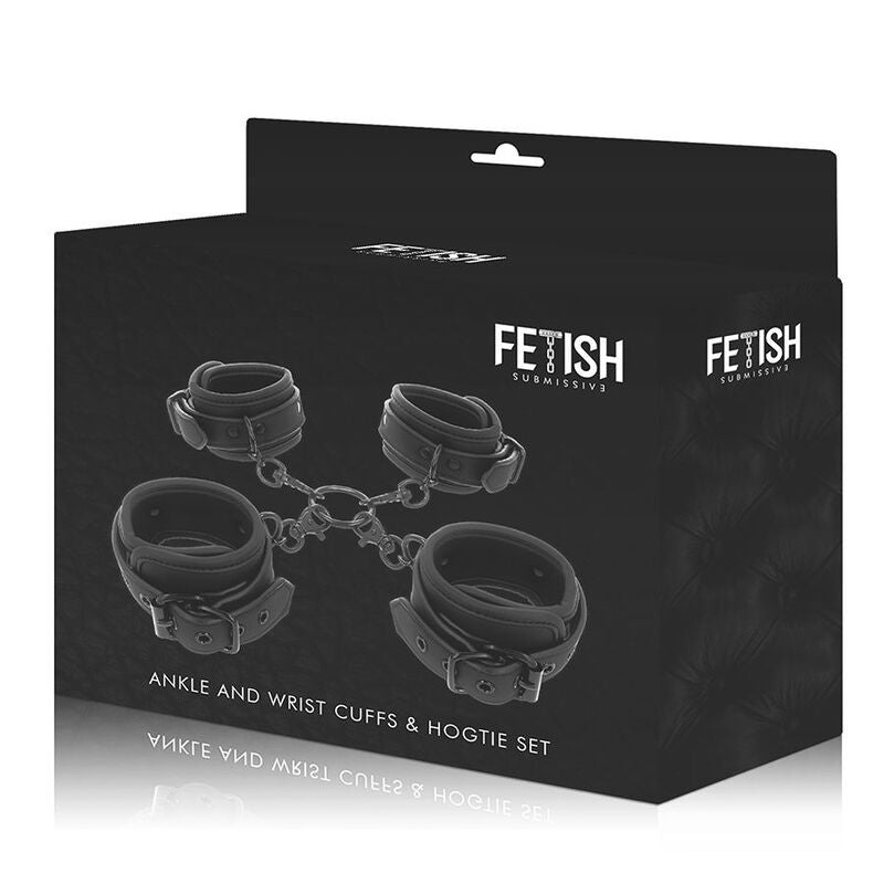 FETISH SUBMISSIVE SET OF HAND AND ANKLE HANDCUFFS WITH NOPRENE LINING