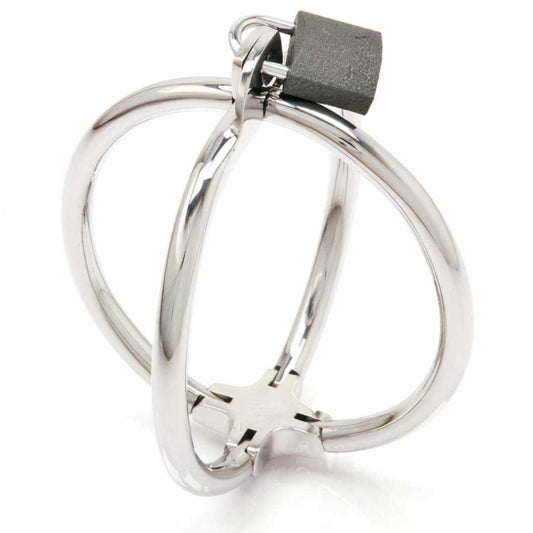 METAL HARD CRISS CROSS HANDCUFF STAINLESS STEEL RESTRAINTS