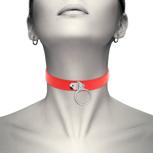 COQUETTE CHIC DESIRE RED VEGAN LEATHER NECKLACE WOMAN FETISH ACCESSORY