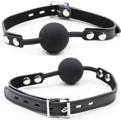 OHMAMA FETISH SILICONE BALL GAG WITH LEATHER BELT PADLOCK INCLUDED