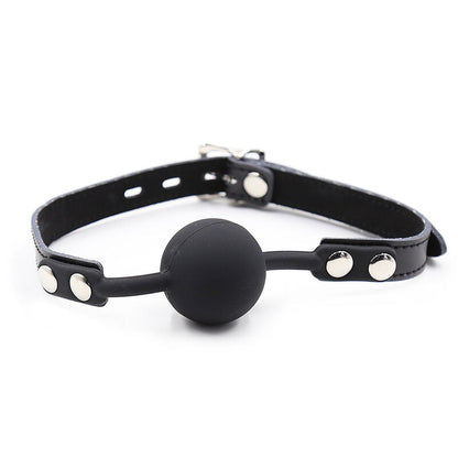 OHMAMA FETISH SILICONE BALL GAG WITH LEATHER BELT PADLOCK INCLUDED