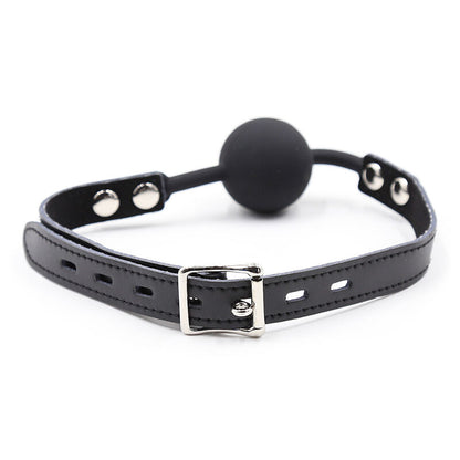 OHMAMA FETISH SILICONE BALL GAG WITH LEATHER BELT PADLOCK INCLUDED