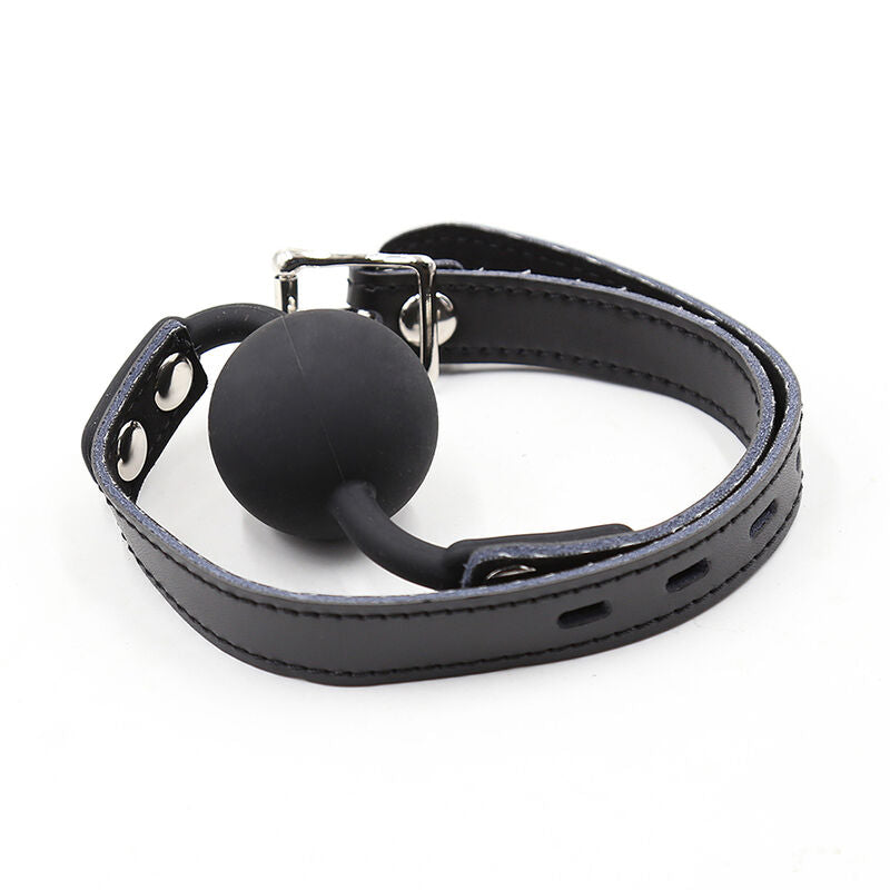 OHMAMA FETISH SILICONE BALL GAG WITH LEATHER BELT PADLOCK INCLUDED