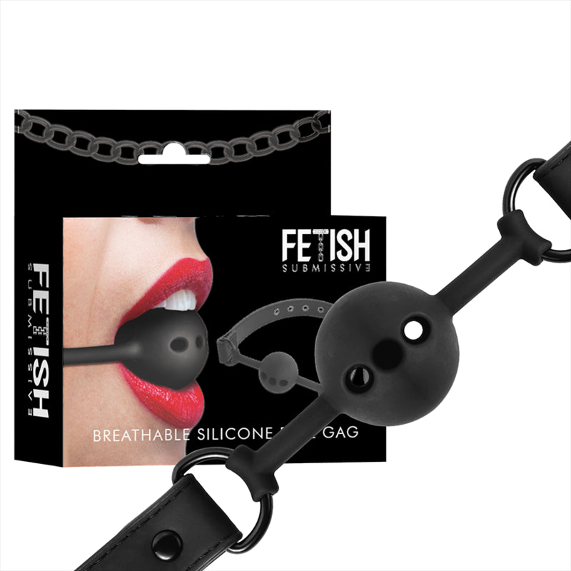 FETISH SUBMISSIVE BONDAGE BREATHABLE SILICONE BALL GAG