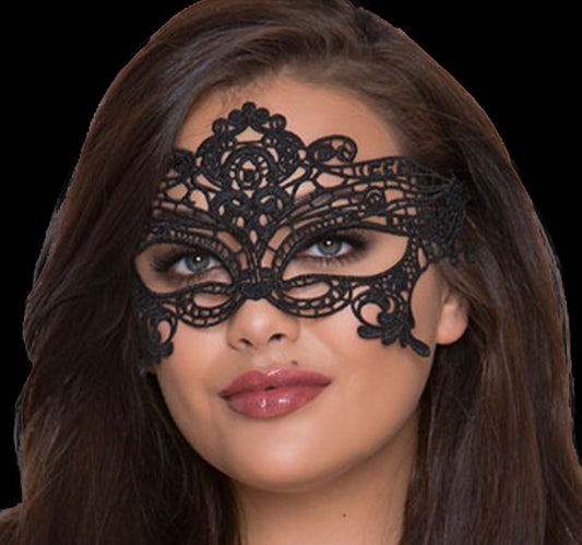 QUEEN LINGERIE WIDE BLACK LACE MASK