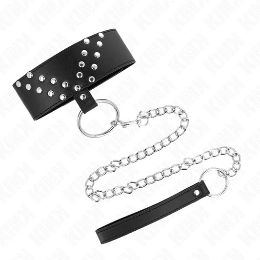 KINK NECKLACE WITH BELT 65 CM WITH V RIVET ADJUSTABLE 36 43 CM X 5 CM