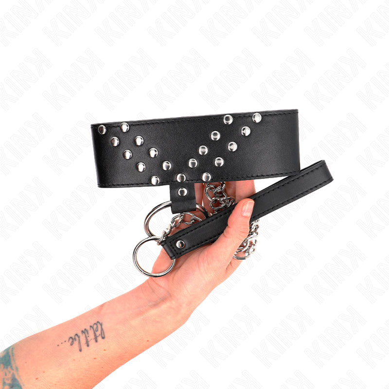 KINK NECKLACE WITH BELT 65 CM WITH V RIVET ADJUSTABLE 36 43 CM X 5 CM