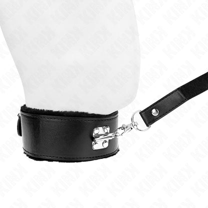 KINK NECKLACE WITH LEASH 116 CM WITH SILVER STUDS MODEL 4 BLACK ADJUSTABLE 40 48 CM X 6 CM