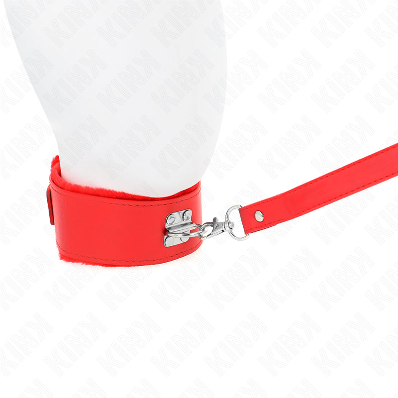 KINK NECKLACE WITH LEASH 116 CM WITH SILVER STUDS MODEL 4 RED ADJUSTABLE 40 48 CM X 6 CM