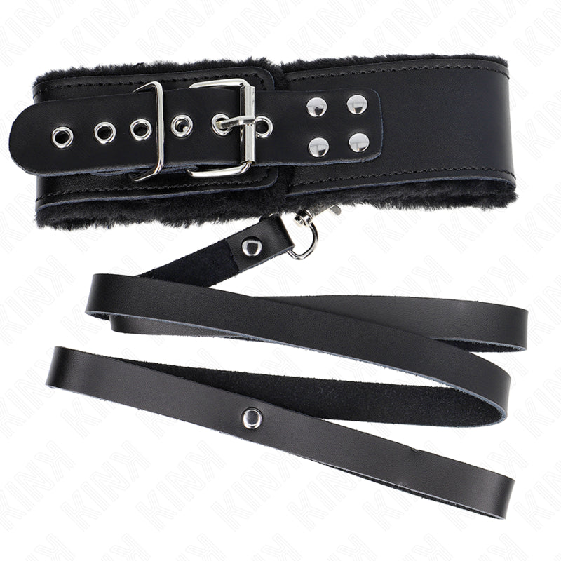 KINK NECKLACE WITH BELT 116 CM WITH BLACK LEATHER STRAP ADJUSTABLE 40 48 CM X 6 CM