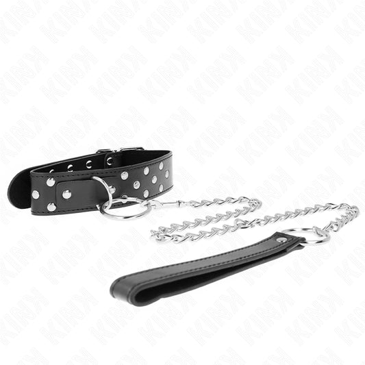 KINK RING RIVET STRAP NECKLACE WITH BELT 65 CM BLACK ADJUSTABLE 36 50 CM X 38 CM