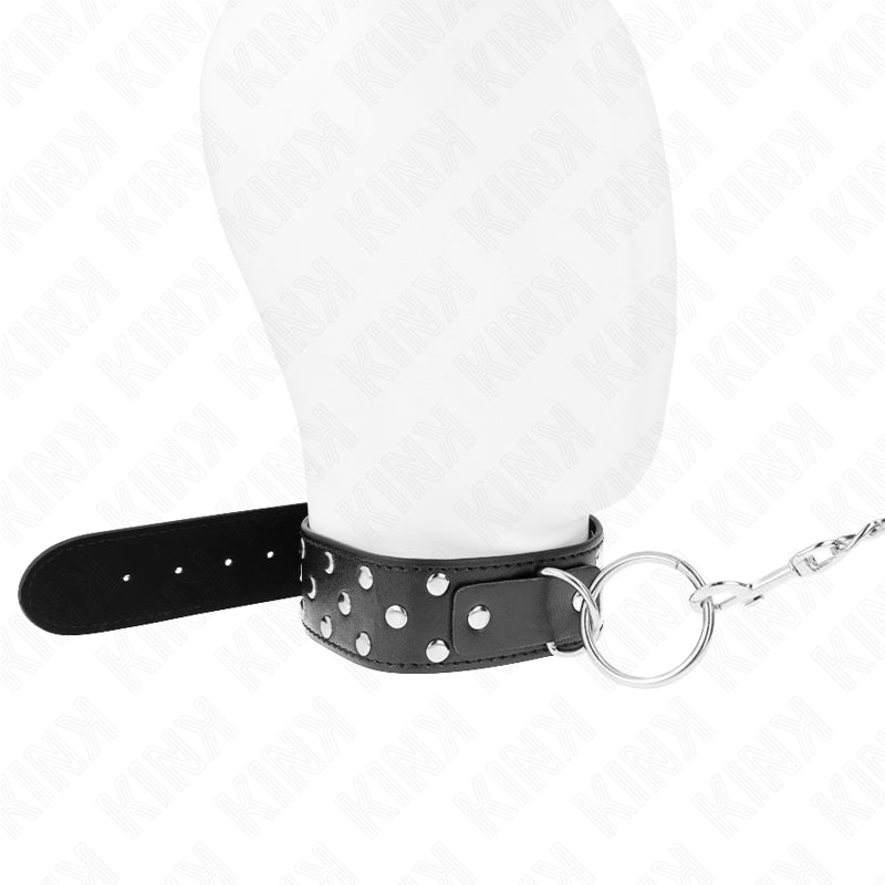 KINK RING RIVET STRAP NECKLACE WITH BELT 65 CM BLACK ADJUSTABLE 36 50 CM X 38 CM