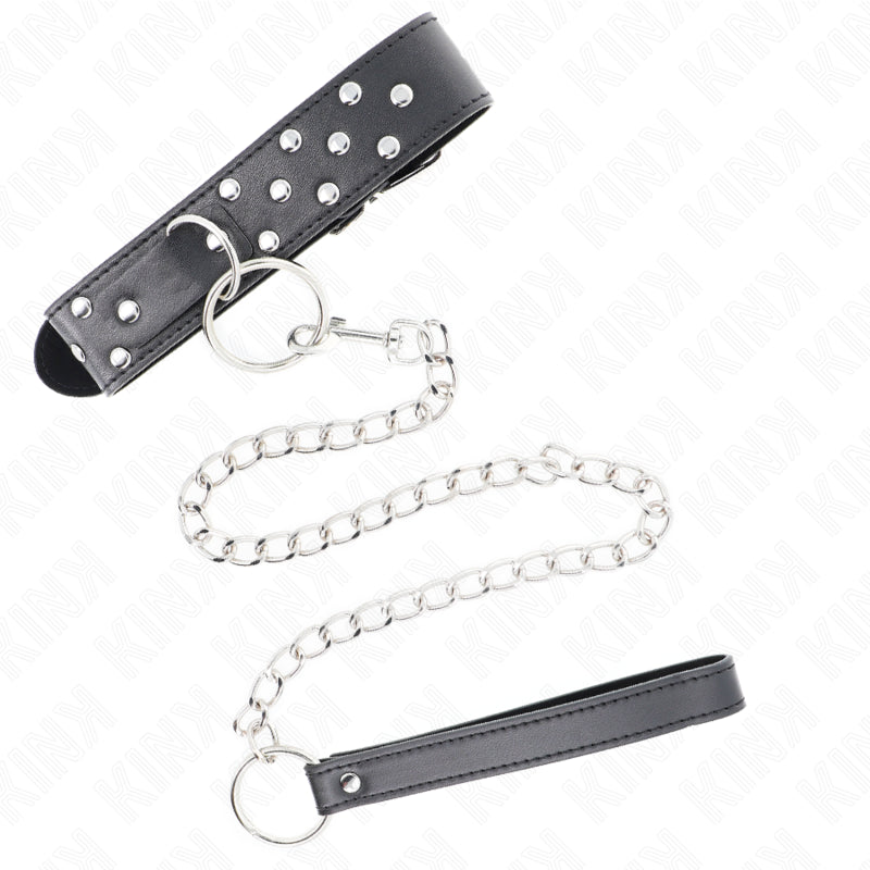 KINK RING RIVET STRAP NECKLACE WITH BELT 65 CM BLACK ADJUSTABLE 36 50 CM X 38 CM