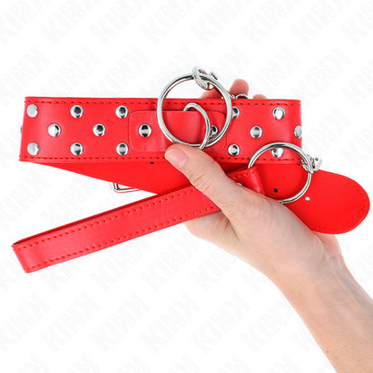 KINK RING RIVET STRAP NECKLACE WITH BELT 65 CM RED ADJUSTABLE 36 50 CM X 38 CM