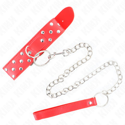 KINK RING RIVET STRAP NECKLACE WITH BELT 65 CM RED ADJUSTABLE 36 50 CM X 38 CM