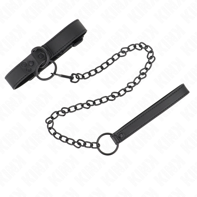 KINK COLLAR WITH DARK LEASH 65 CM ADJUSTABLE 37 54 CM X 3 CM