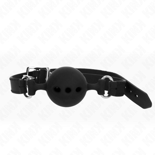 KINK FULL SILICONE GAG 55 x 2 CM WITH 5 CM BALL SIZE L BLACK ADJUSTABLE 35 51 CM