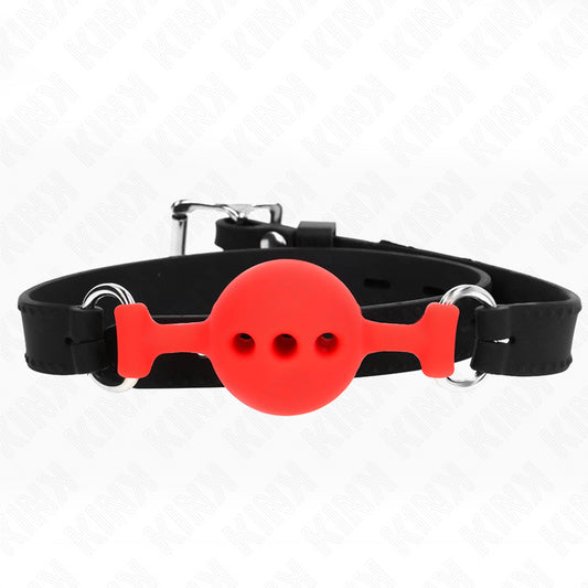 KINK FULL SILICONE GAG 55 x 2 CM WITH 4 CM BALL SIZE S RED ADJUSTABLE 35 51 CM