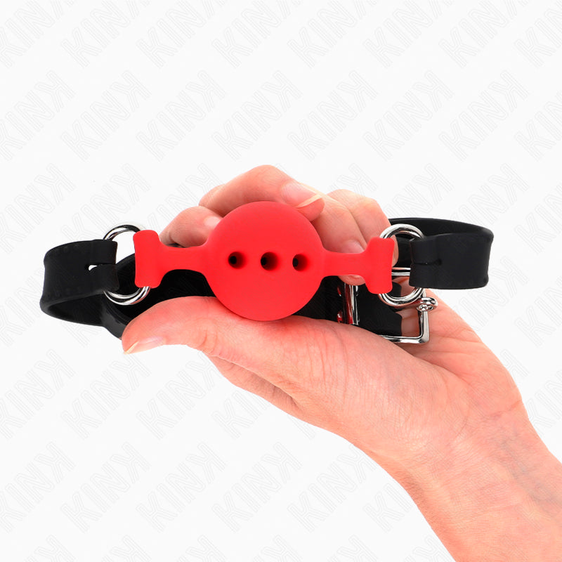 KINK FULL SILICONE GAG 55 x 2 CM WITH 4 CM BALL SIZE S RED ADJUSTABLE 35 51 CM