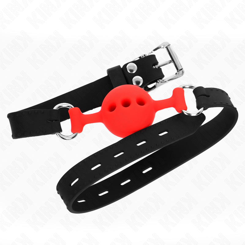 KINK FULL SILICONE GAG 55 x 2 CM WITH 4 CM BALL SIZE S RED ADJUSTABLE 35 51 CM