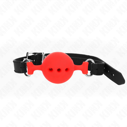 KINK FULL SILICONE GAG 55 x 2 CM WITH 45 CM BALL SIZE M RED ADJUSTABLE 35 51 CM