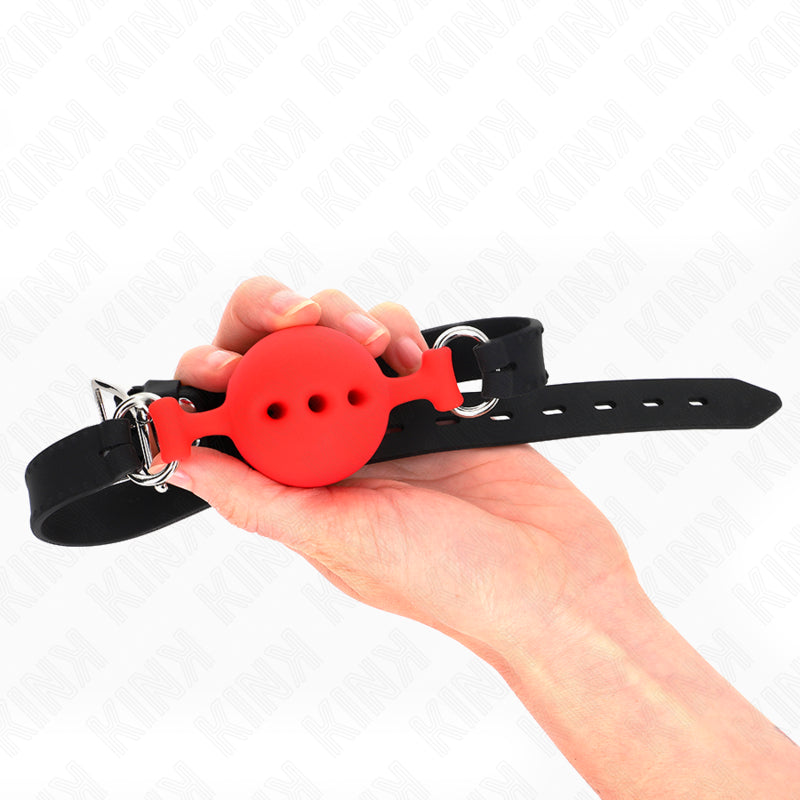 KINK FULL SILICONE GAG 55 x 2 CM WITH 45 CM BALL SIZE M RED ADJUSTABLE 35 51 CM